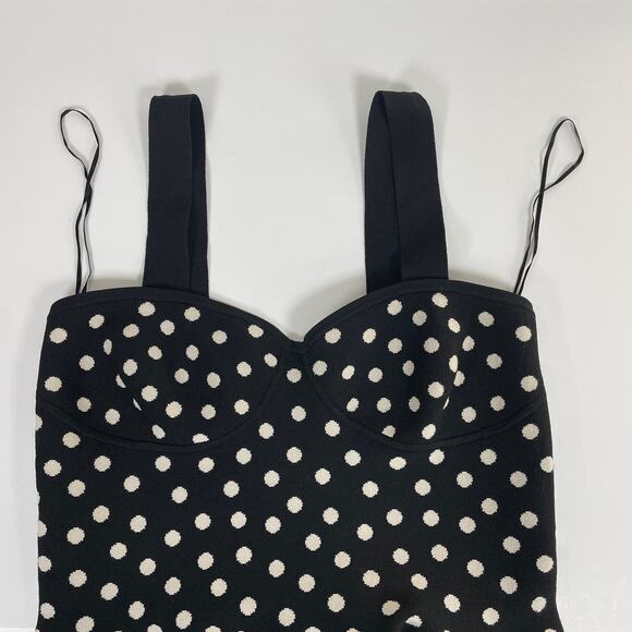 Express Women's Body Contour Polka Dot Sweater Medium Black and Off White - Picture 9 of 11